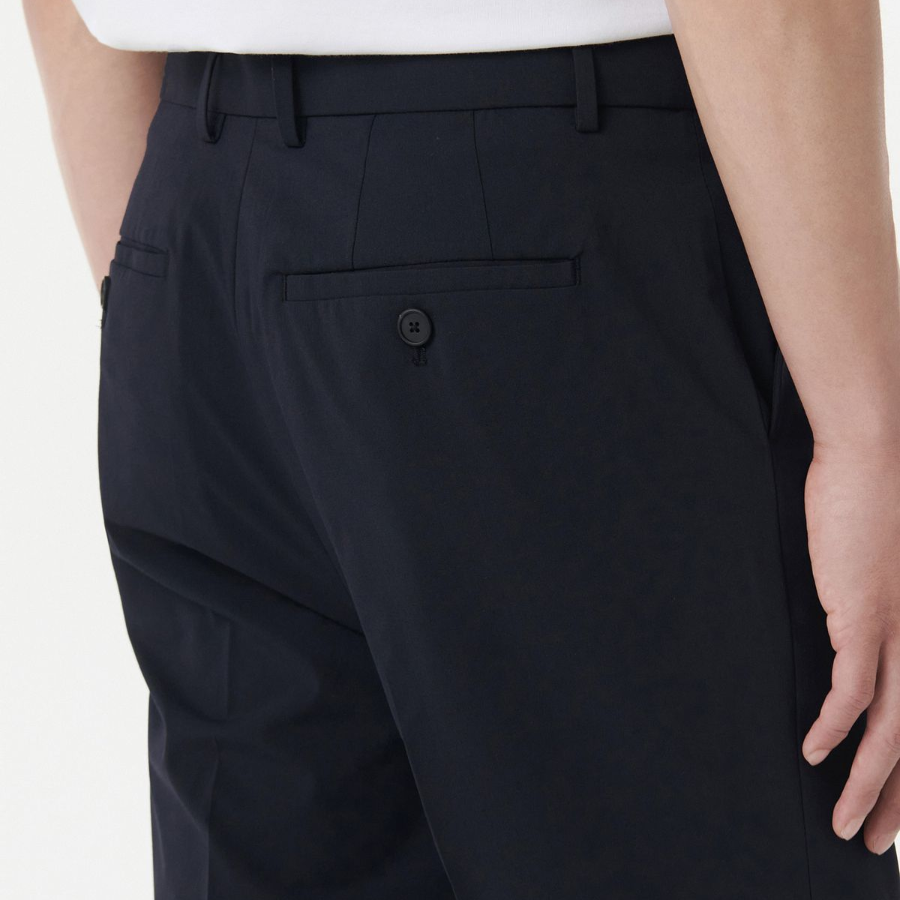[Cooltandard] Relaxed Tapered Hidden Banding Crop Slacks [Navy]