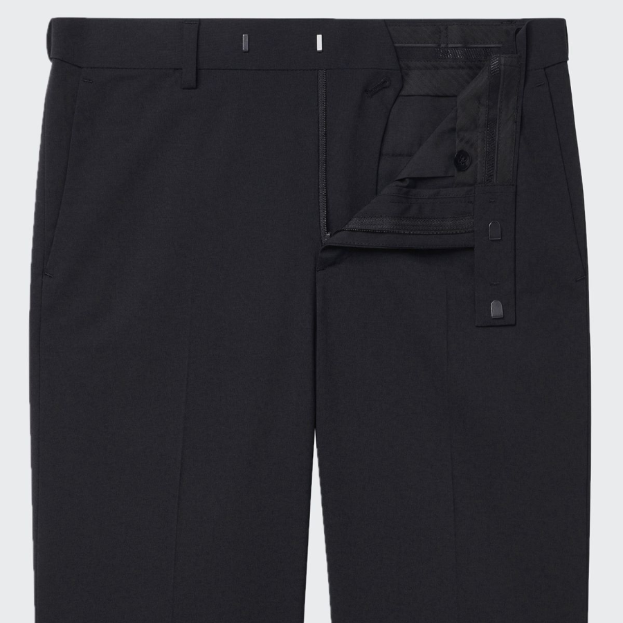 [Cooltandard] Relaxed Tapered Hidden Banding Crop Slacks [Dark Gray]