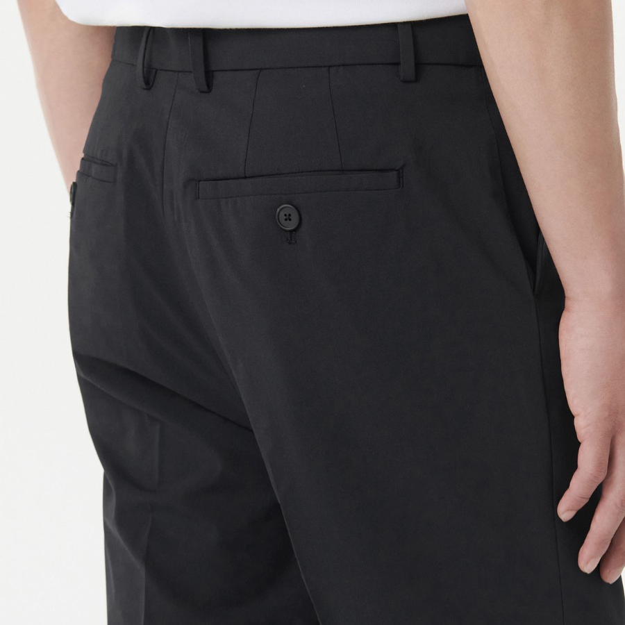 [Cooltandard] Relaxed Tapered Hidden Banding Crop Slacks [Dark Gray]