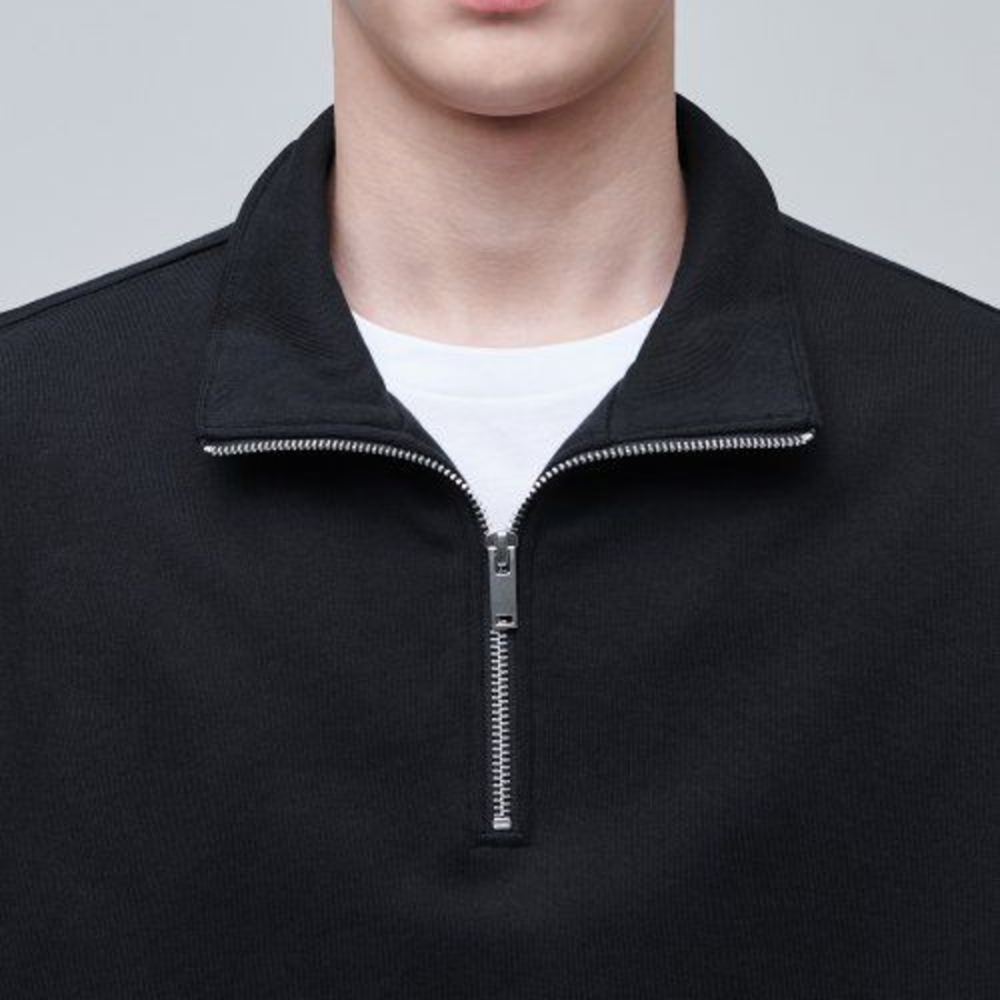 Musinsa Standard Oversized Half-Zip Hoodie – Black