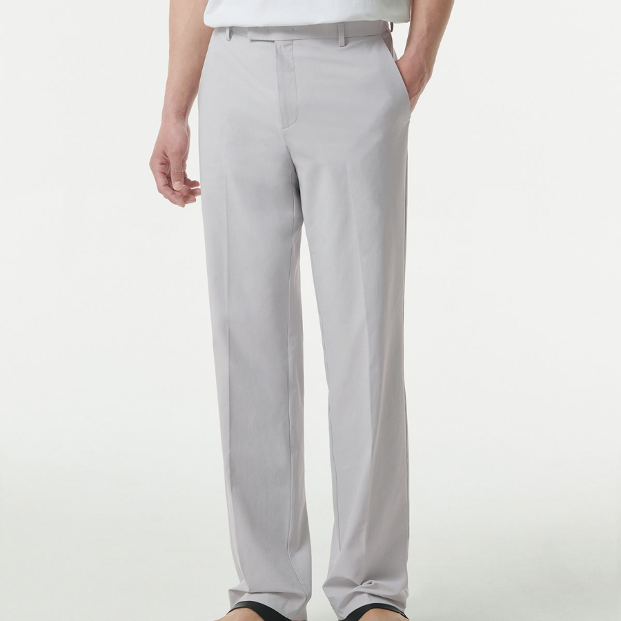Sportive Straight Slacks [Light Gray]