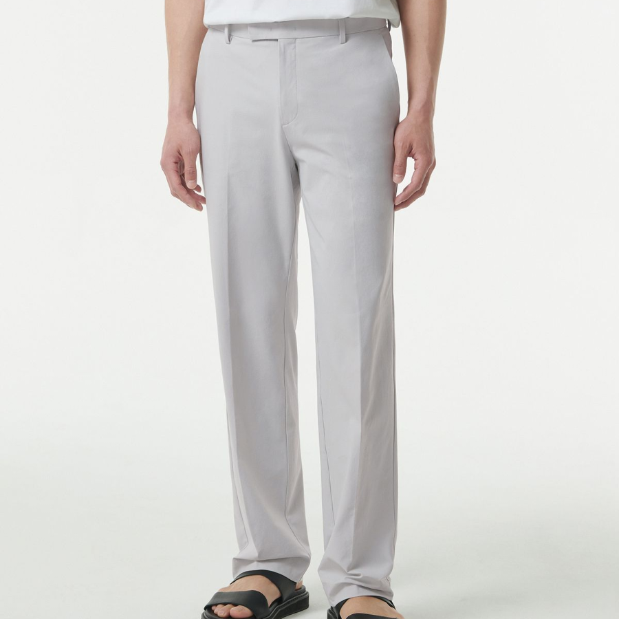 Sportive Straight Slacks [Light Gray]