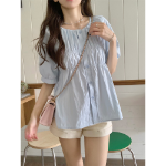 Свободный размер-Голубой-Блузки