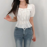 Свободный размер-Слоновая кость-Блузки