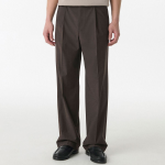 Light Plain One-Tuck Wide Hidden Banding Slacks [Brown]