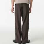 Light Plain One-Tuck Wide Hidden Banding Slacks [Brown]