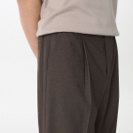 Light Plain One-Tuck Wide Hidden Banding Slacks [Brown]