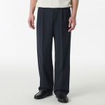 Light Plain One-Tuck Wide Hidden Banding Slacks [Navy]