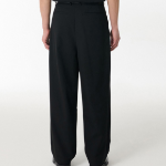 Deep Tuck Overlap Wide Hidden Banding Slacks [Black]