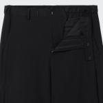 Deep Tuck Overlap Wide Hidden Banding Slacks [Black]