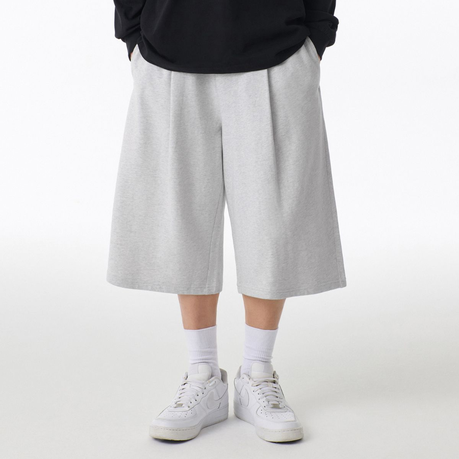 Musinsa Standard One-Tuck Long Bermuda Sweat Pants [Melange Light Gray]