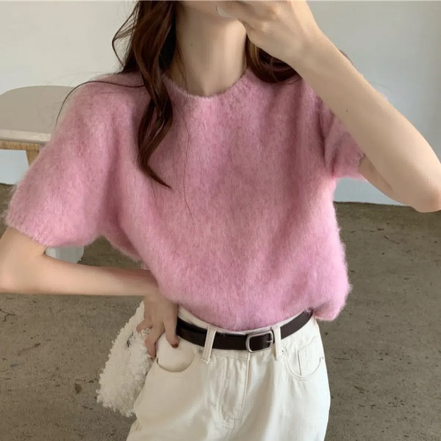 Zelenian – трикотажный  Puff Sleeve Pastel Knit Tee