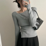 Mongeurami – свитер Side-Slit Button Slim Knit Sweater