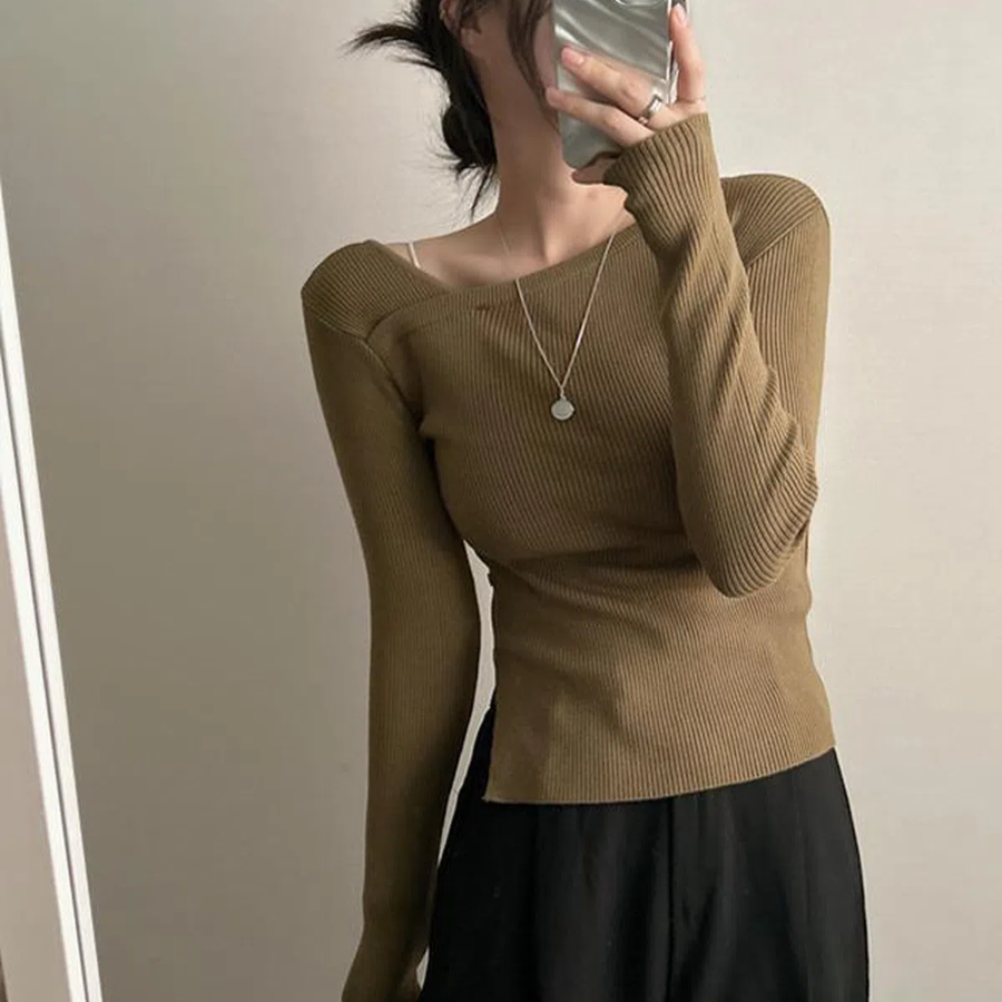 Mongeurami – свитер Side-Slit Button Slim Knit Sweater