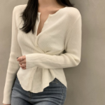 PRIM – кардиган Unbal Side-Button Two-Way Ribbed Knit Cardigan