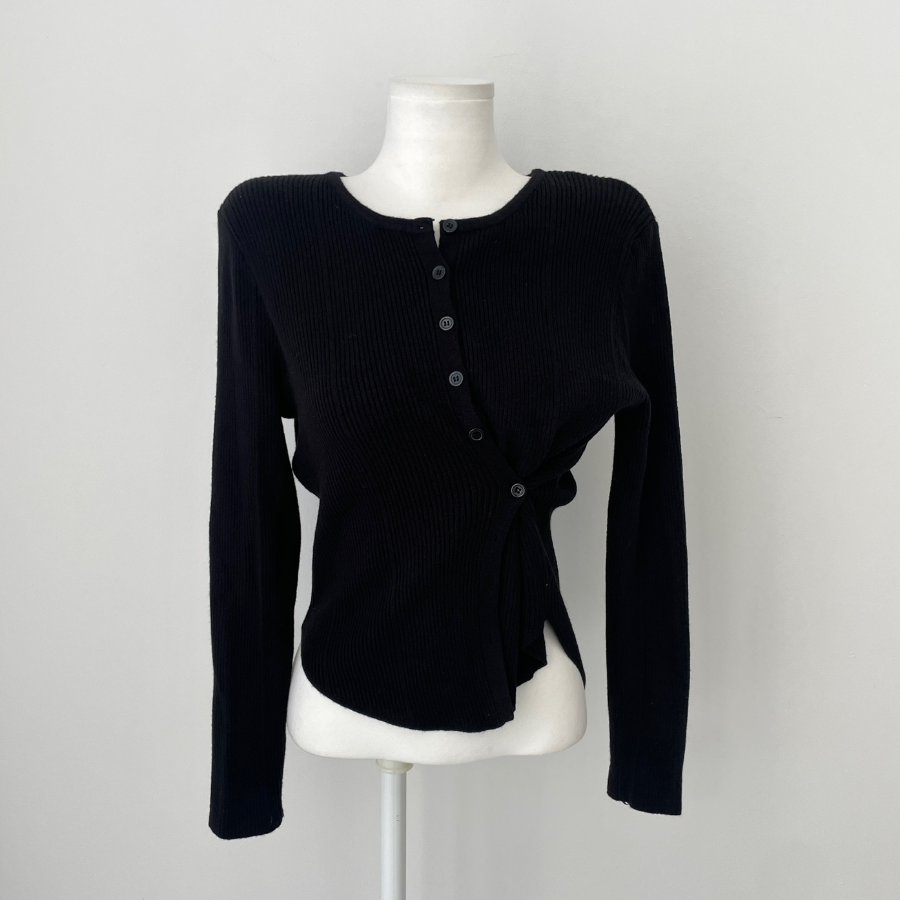 PRIM – кардиган Unbal Side-Button Two-Way Ribbed Knit Cardigan