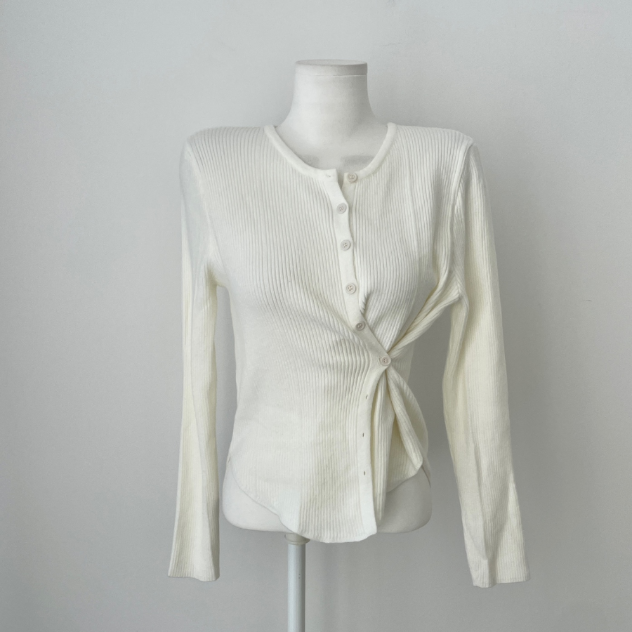 PRIM – кардиган Unbal Side-Button Two-Way Ribbed Knit Cardigan