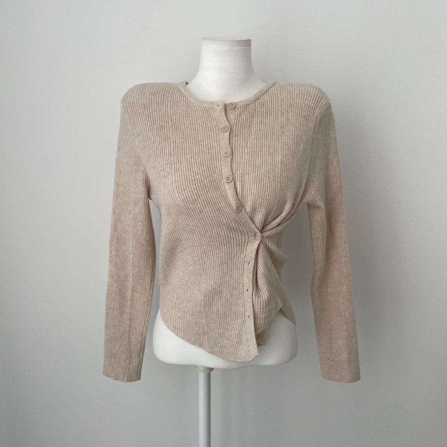 PRIM – кардиган Unbal Side-Button Two-Way Ribbed Knit Cardigan