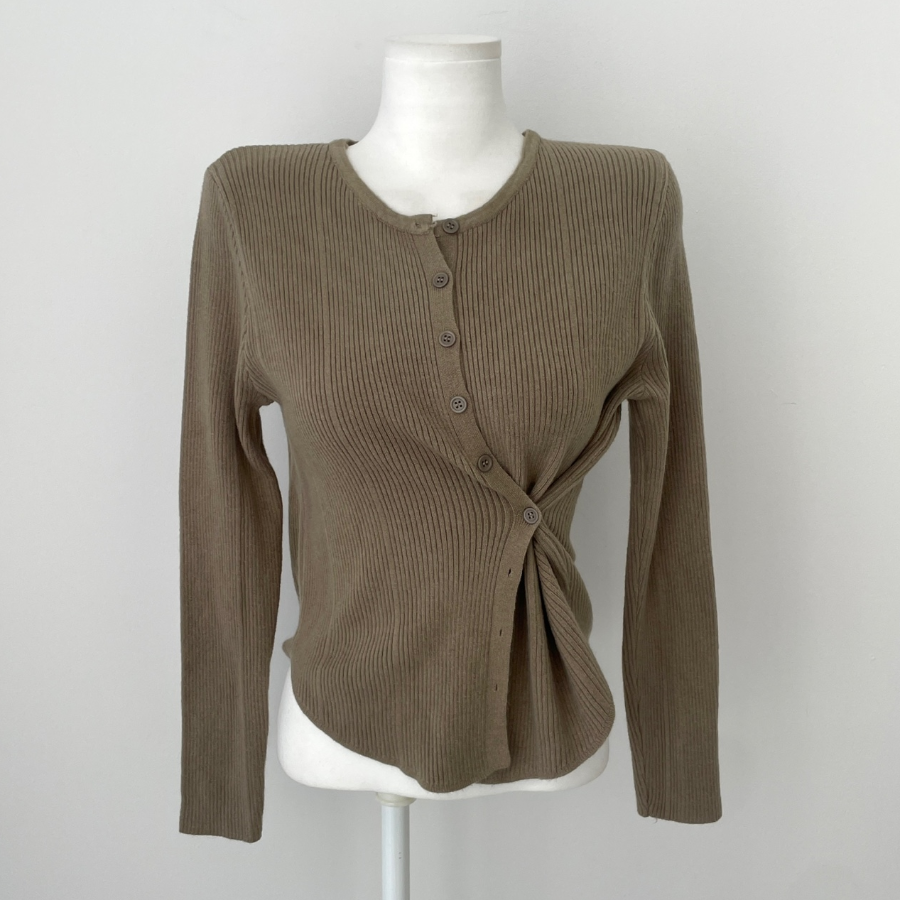 PRIM – кардиган Unbal Side-Button Two-Way Ribbed Knit Cardigan