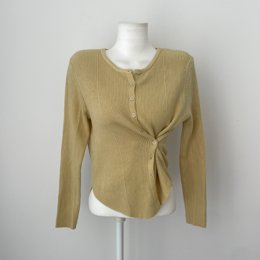 PRIM – кардиган Unbal Side-Button Two-Way Ribbed Knit Cardigan