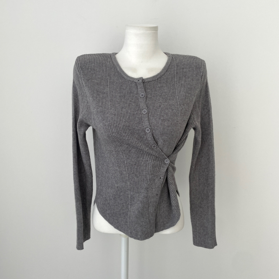 PRIM – кардиган Unbal Side-Button Two-Way Ribbed Knit Cardigan