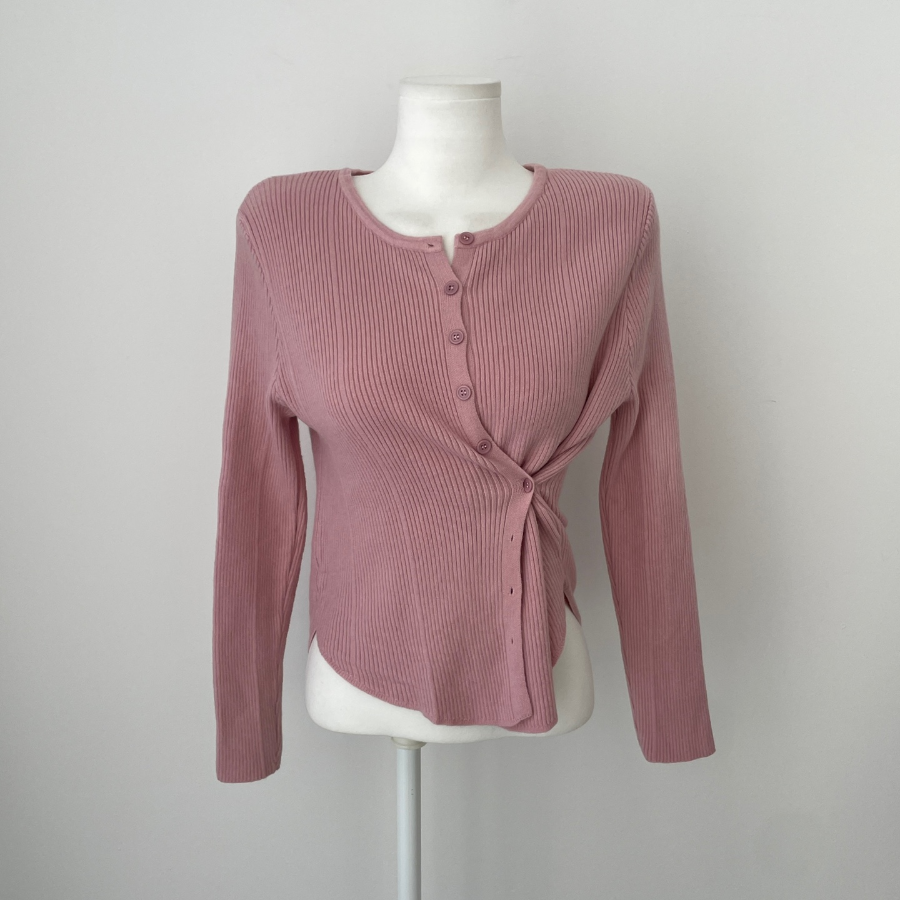 PRIM – кардиган Unbal Side-Button Two-Way Ribbed Knit Cardigan