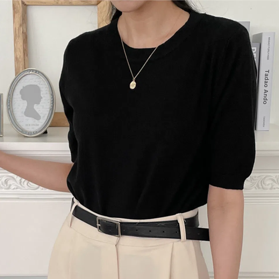 EVE.R – S020 Round-Neck Short Sleeve Knit Jumper