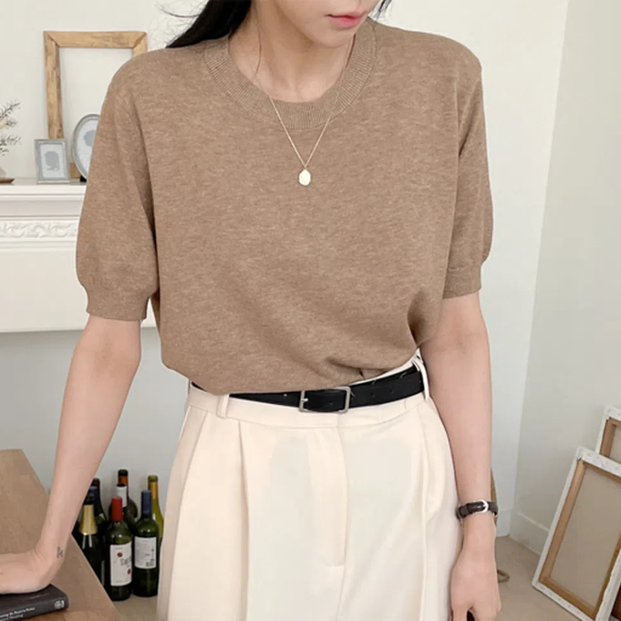 EVE.R – S020 Round-Neck Short Sleeve Knit Jumper