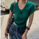 Свободный размер-Зеленый-Футболки