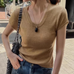 Свободный размер-Бежевый-Футболки