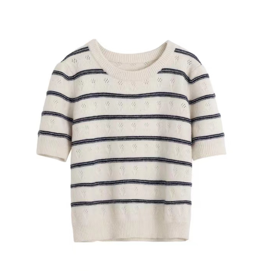 SOFT STRIPE – Loose Fit Short Sleeve Knit Tee