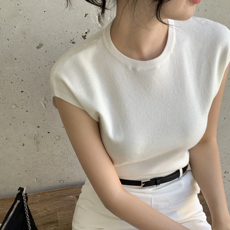HIVEN – Round Neck Cap Sleeve Knit