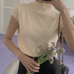 ARCO – Mock Neck Cap Sleeve Soft Knit