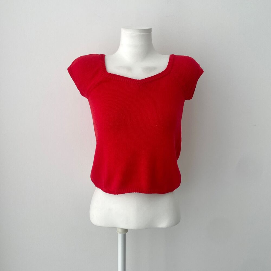 BELLA – Square Neck Raglan Cap Sleeve Knit