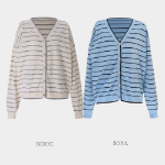 DIHAN – Loose Fit Stripe Knit Cardigan