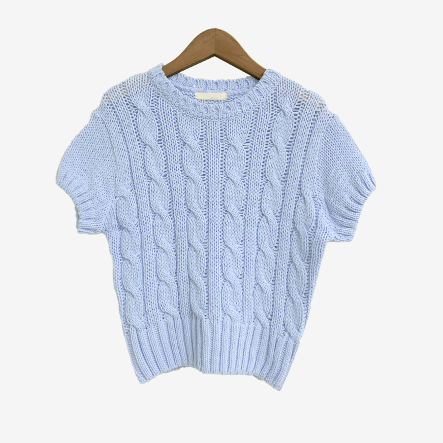 CABLE – Crop Short Sleeve Knit