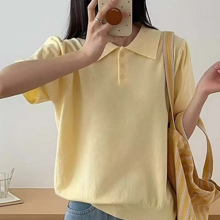 OLIVER – Collar Short Sleeve Knit T-shirt