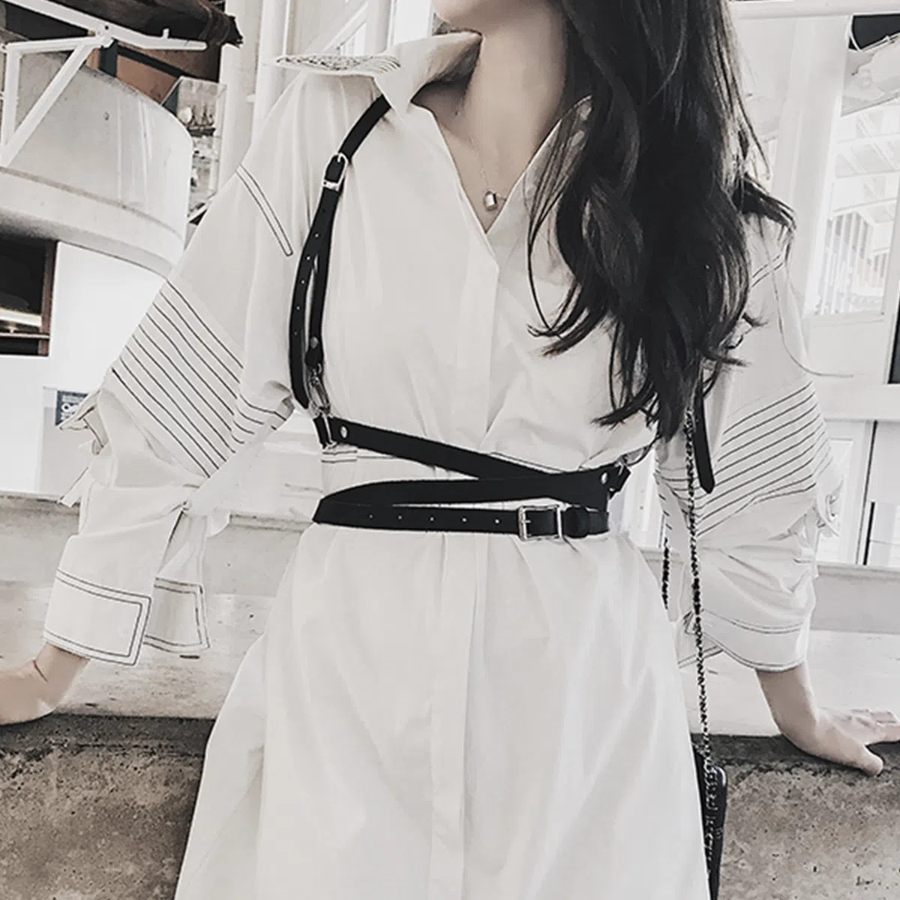 Waist Layered Strap Body Harness — кожаный многослойный боди-харнес для эффектных образов и стилистических акцентов