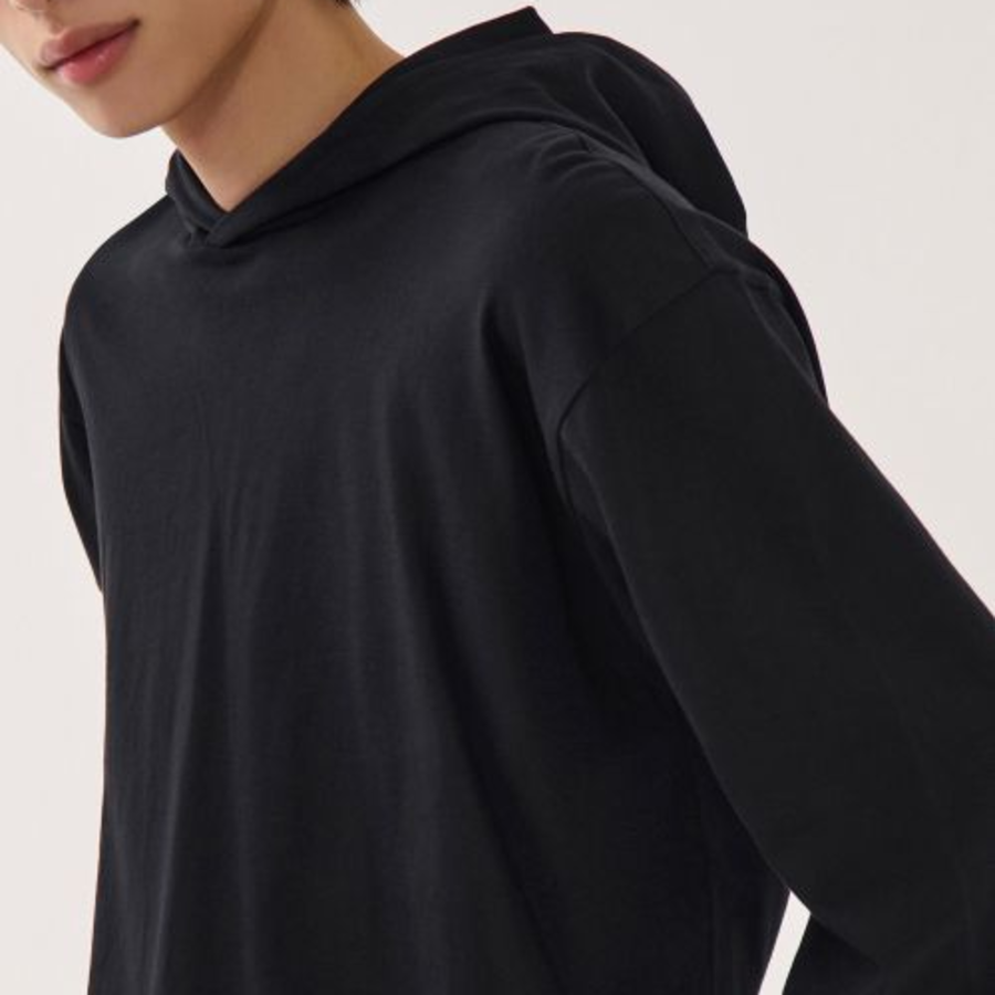 Musinsa Standard Hooded Long Sleeve T-Shirt – Black