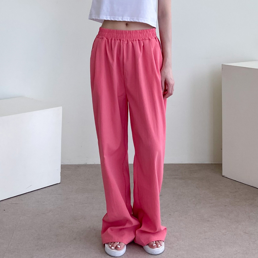 Лёгкие льняные широкие брюки с поясом на резинке