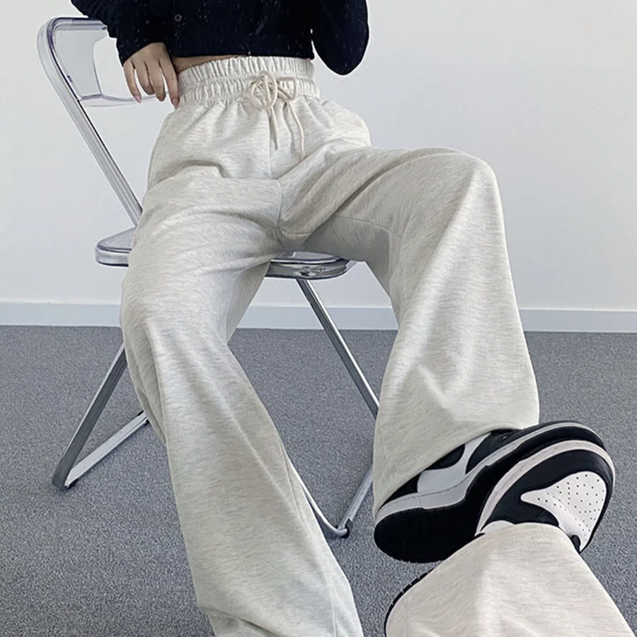 Широкие трикотажные брюки с высокой посадкой и эластичным поясом