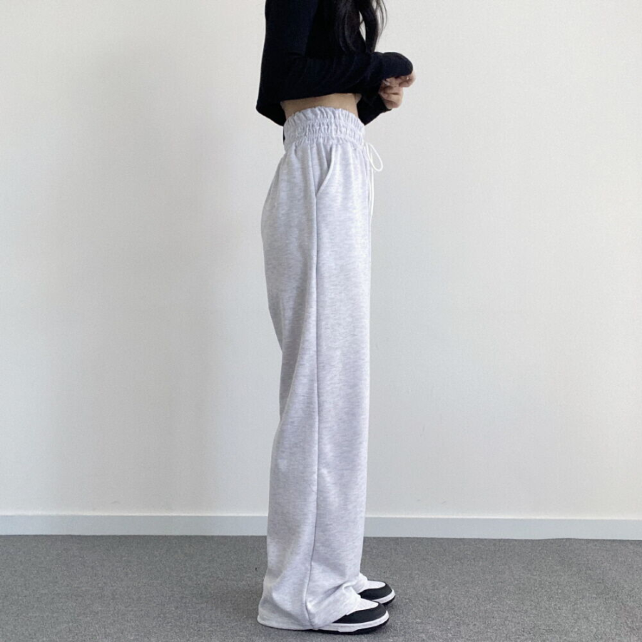 Широкие трикотажные брюки с высокой посадкой и эластичным поясом