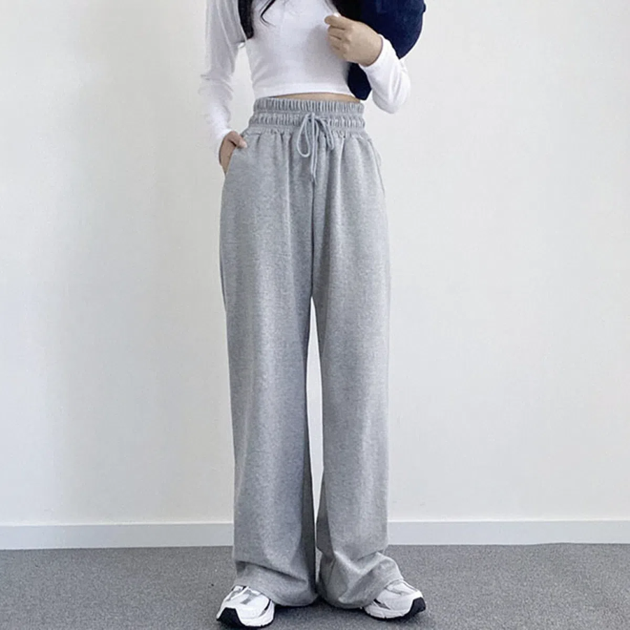 Широкие трикотажные брюки с высокой посадкой и эластичным поясом