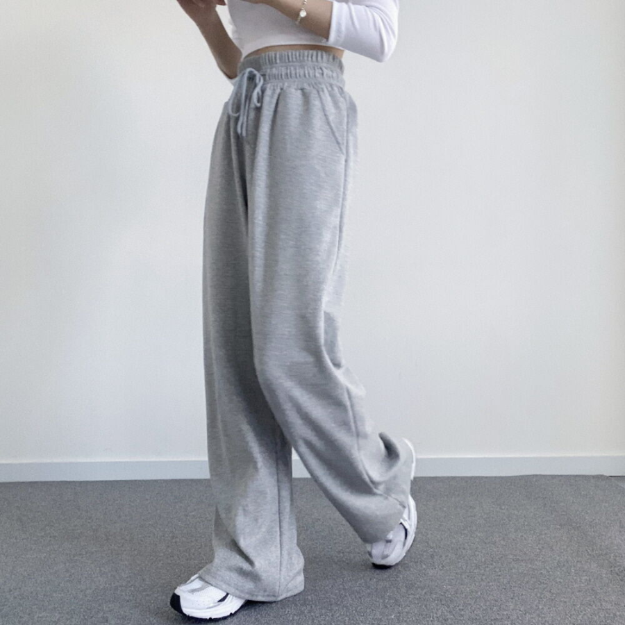 Широкие трикотажные брюки с высокой посадкой и эластичным поясом