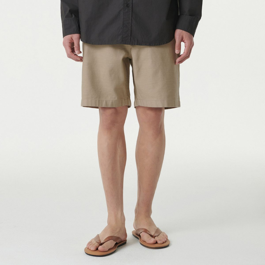 Back Satin Officer Shorts [Beige]