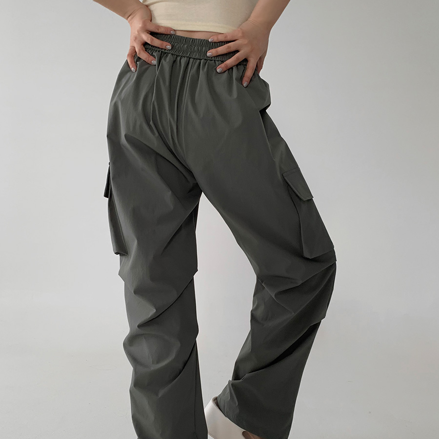 Летние брюки-карго с защипами и резинкой по краям