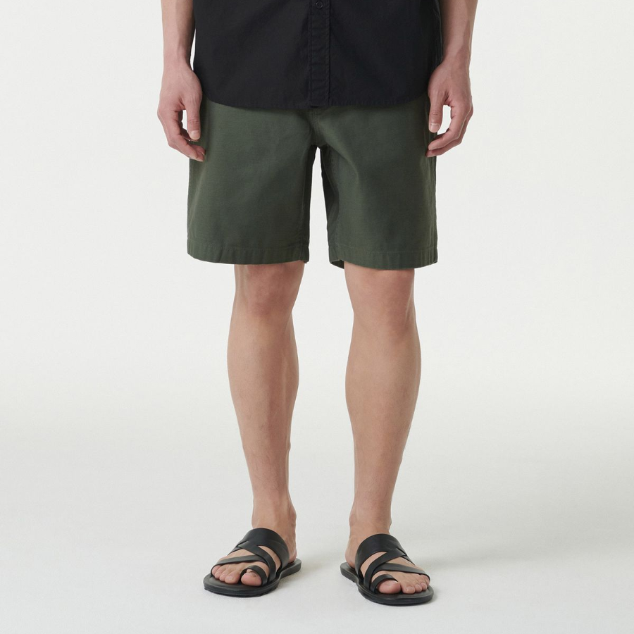 Back Satin Officer Shorts [Khaki]