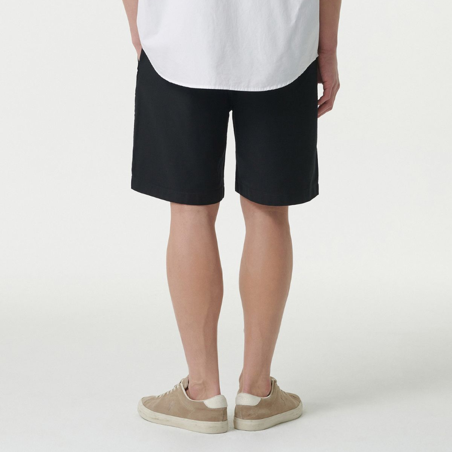 Back Satin Officer Shorts [Black]