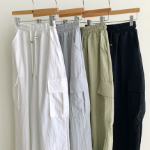 Свободный размер-Небесно-серый-Карго-брюки