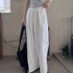 Летние брюки-карго из крепового нейлона с резинкой и шнурком